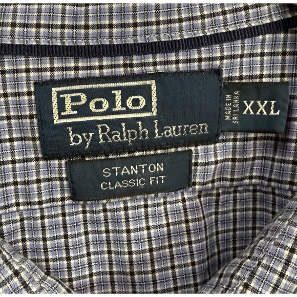 Polo Ralph Lauren Shirt Mens 2XL Blue Check Stanton Classic Fit Button Up - Picture 2 of 8